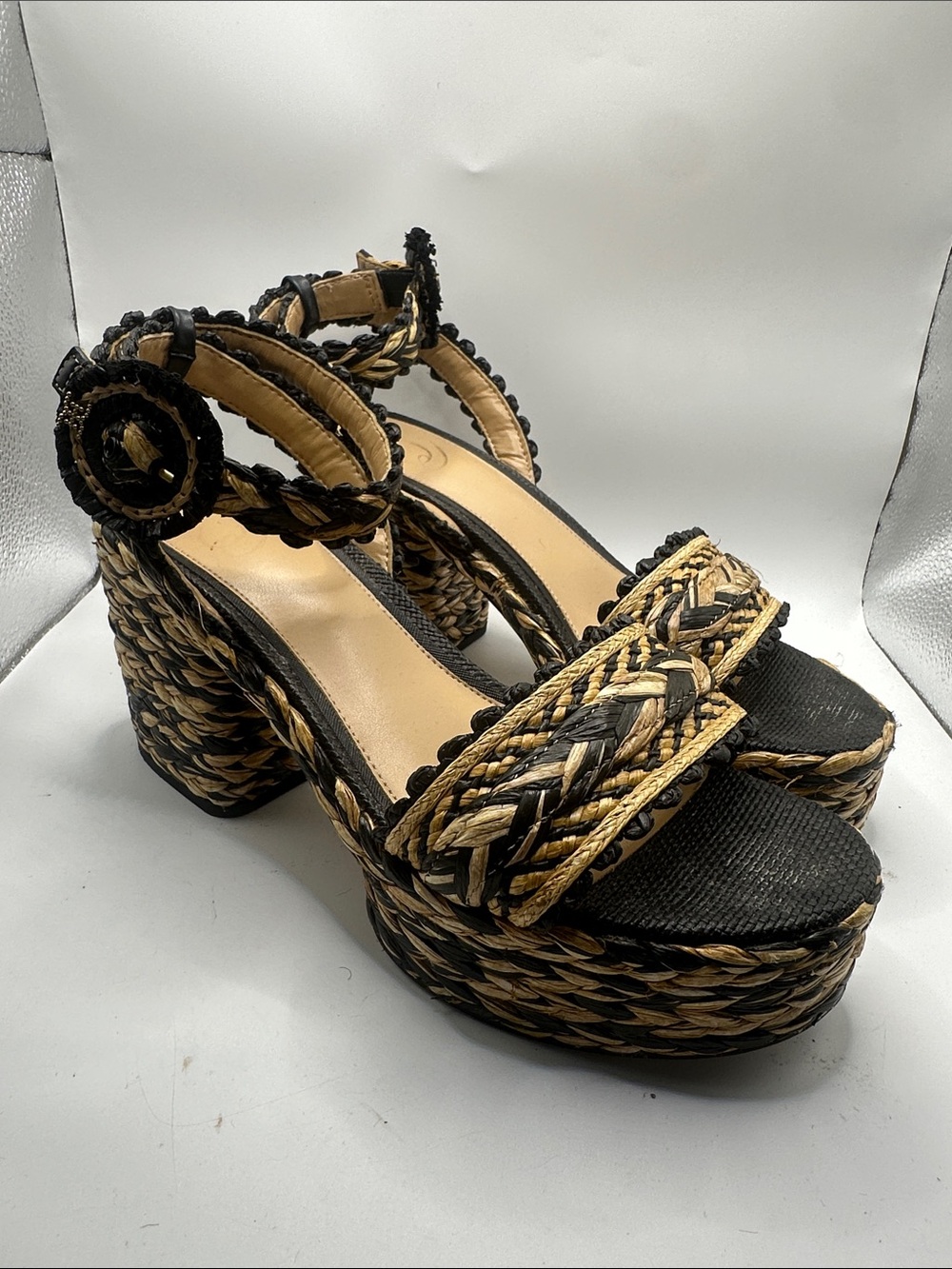 Sam Edelman Iliana Platform Sandal Woven Braided block heel Strappy 10